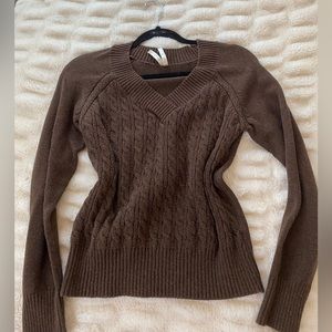 High sierra brown v neck cable knit sweater size medium